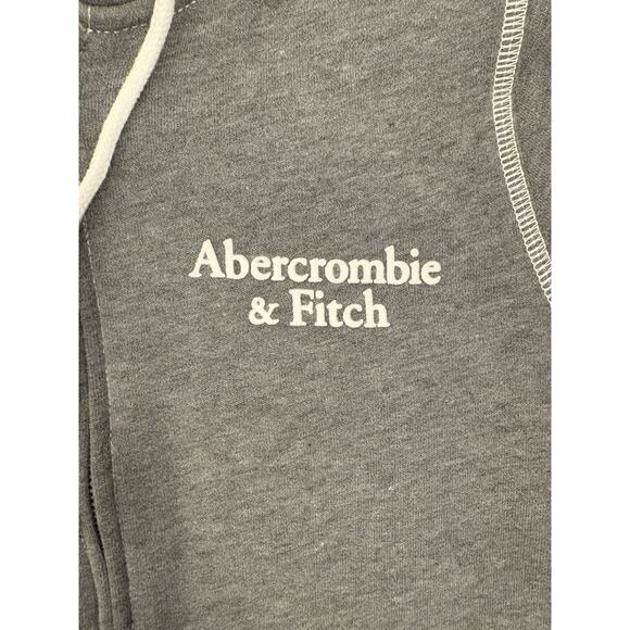 Abercrombie Fitch Gray Full Zip Soft A&F Fleece Size Medium Hood Spell Out - Picture 2 of 7
